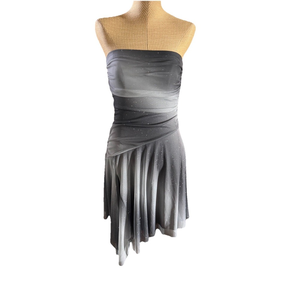 VTG Jodi Kristopher Dress Y2K Whimsigoth Vamp Fairy Grey Ombré Glitter Size 6